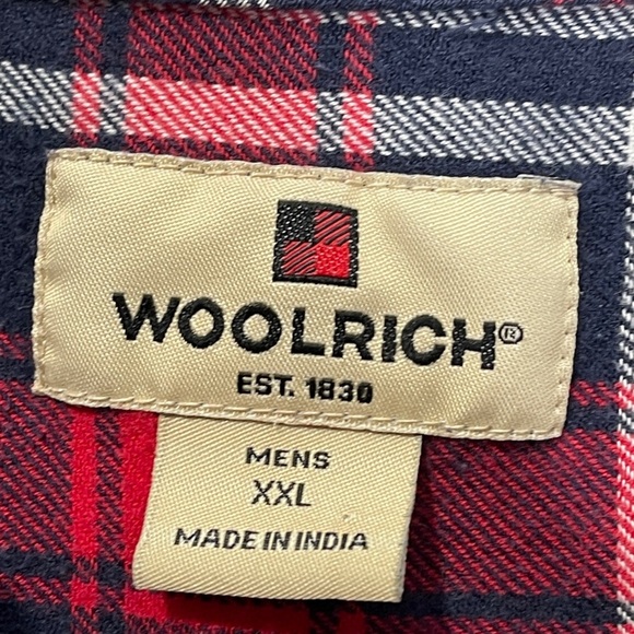 Woolrich Men’s Plaid Flannel Button Down Shirt Red White Blue XXL - Picture 4 of 5